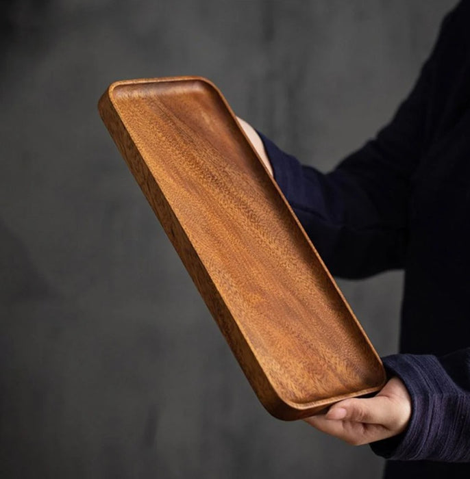 Wooden serving tray measuring 30x12x2 cm | صينية تقديم خشبية مقاس 30x12x2 سم
