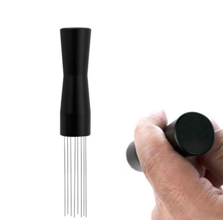 Coffee Needle Tool Espresso Distribution Tool Coffee Powder Stirrer With Aluminum Stand - BLACK| اسود  - أداة إبرة القهوة، أداة توزيع الإسبريسو، مُحرك مسحوق القهوة مع حامل ألومنيوم