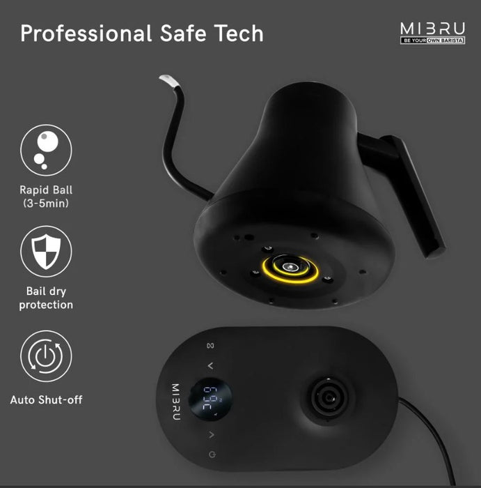 MIBRU - Coffee electric dripping pot with temp control - black  | MIBREW - إبريق تقطير قهوة كهربائي مع تحكم في درجة الحرارة - أسود