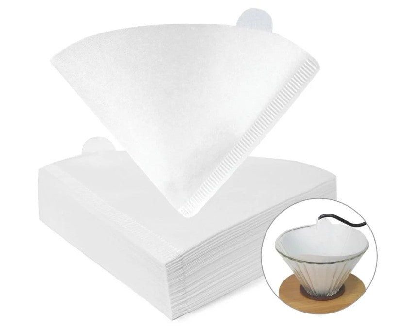 MIBRU - V01 White Paper Coffee Filter (1-2 Cups) - 100 Pieces | فلتر قهوة ورقي أبيض من MIBRU - V01 (يكفي لكوب أو كوبين) - 100 قطعة