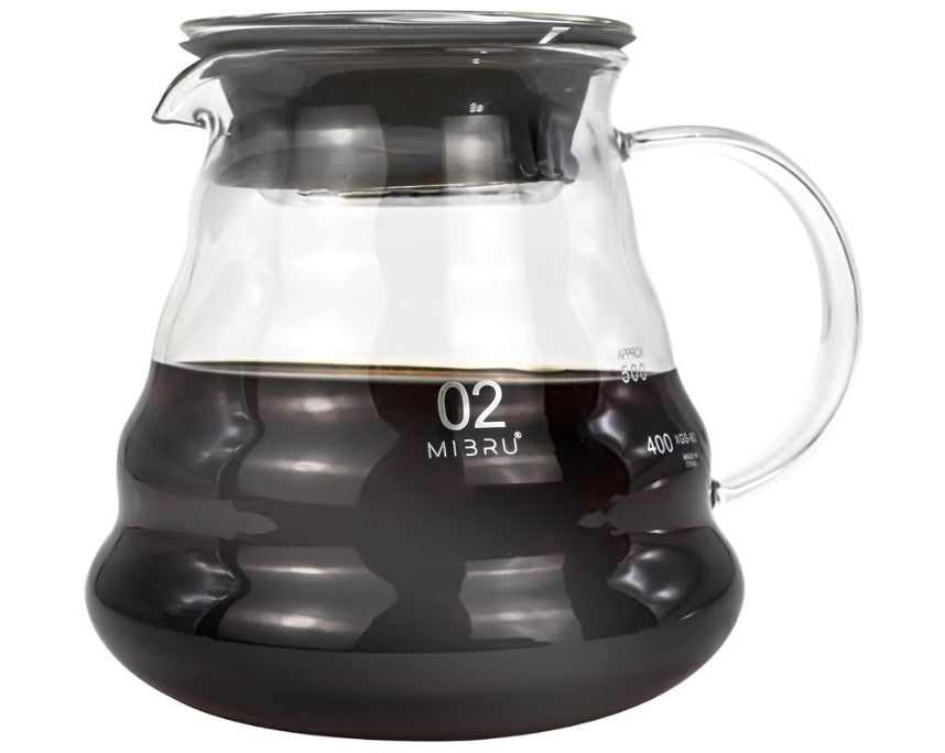 MIBRU V60 Glass Coffee Serving Pot, Transparent - 600ml | إبريق تقديم القهوة الزجاجي MIBRU V60 شفاف – 600 مل