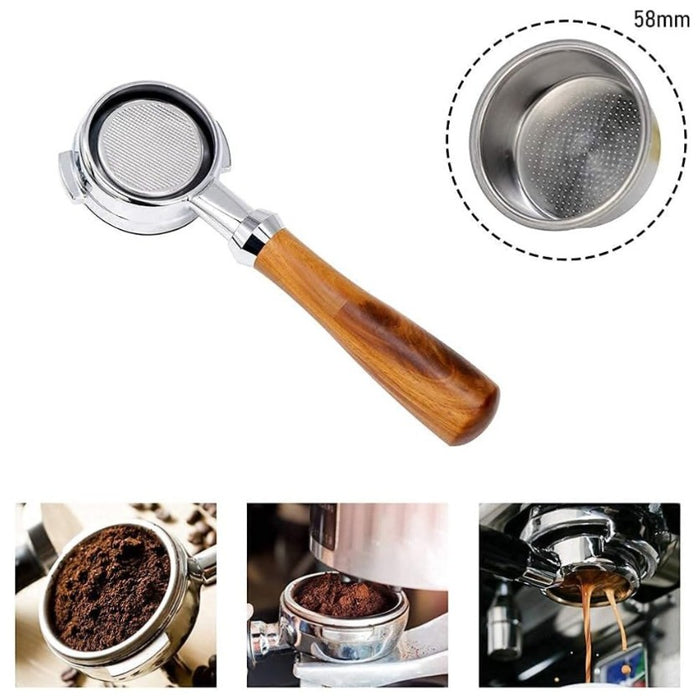 MIBRU - Naked portafilter 58 mm wooden 2 EARS  | 58mm خشبي  فلتر هواء مكشوف من ميبرو