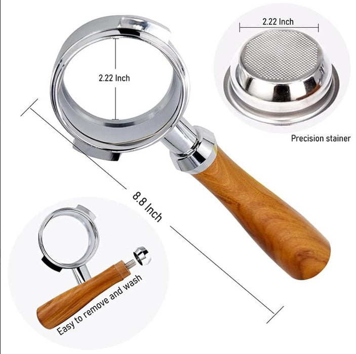 MIBRU - Naked portafilter 58 mm wooden 2 EARS  | 58mm خشبي  فلتر هواء مكشوف من ميبرو