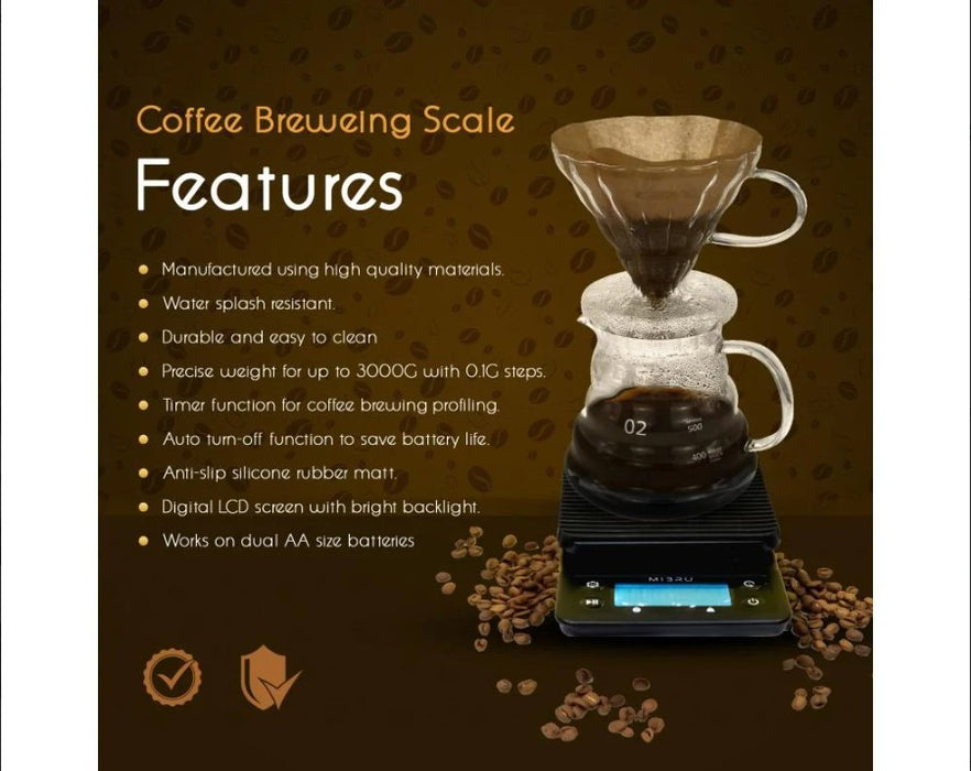 MIBRU - Coffee scale digital w/timer black |ميزان قهوة رقمي مع مؤقت عالي الدقة