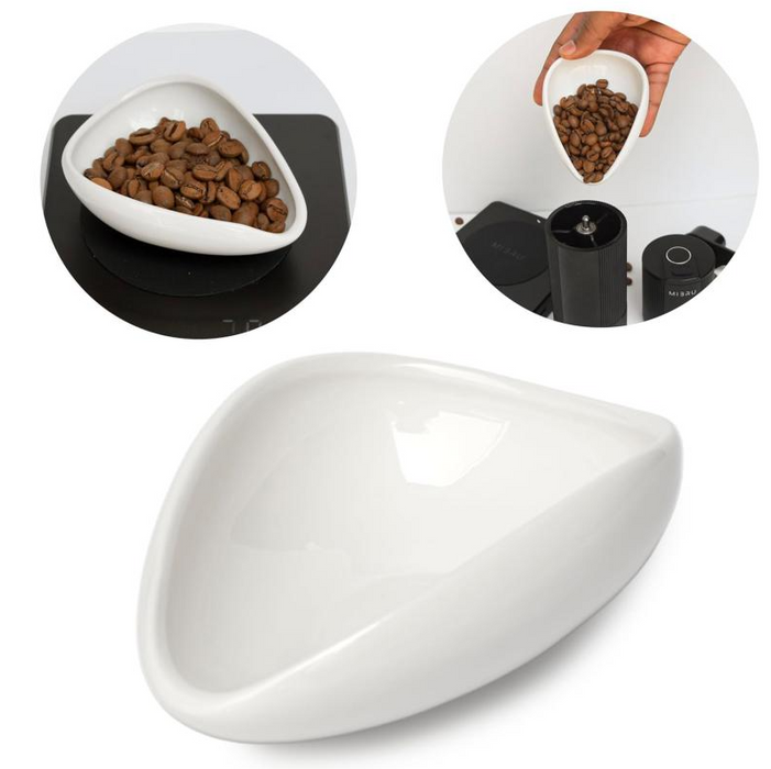 MIBRU - Ceramic Coffee Dosing Tray - White  | ميبرو - صينية جرعات قهوة سيراميك - أبيض