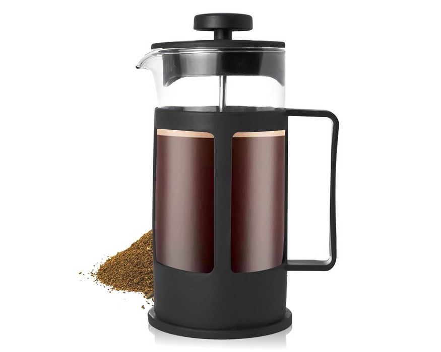 MIBRU-350ml Glass French Press Coffee Maker – Black|  فرنش بريس زجاجي لتحضير القهوة  350 مل – أسود  - مايبرو