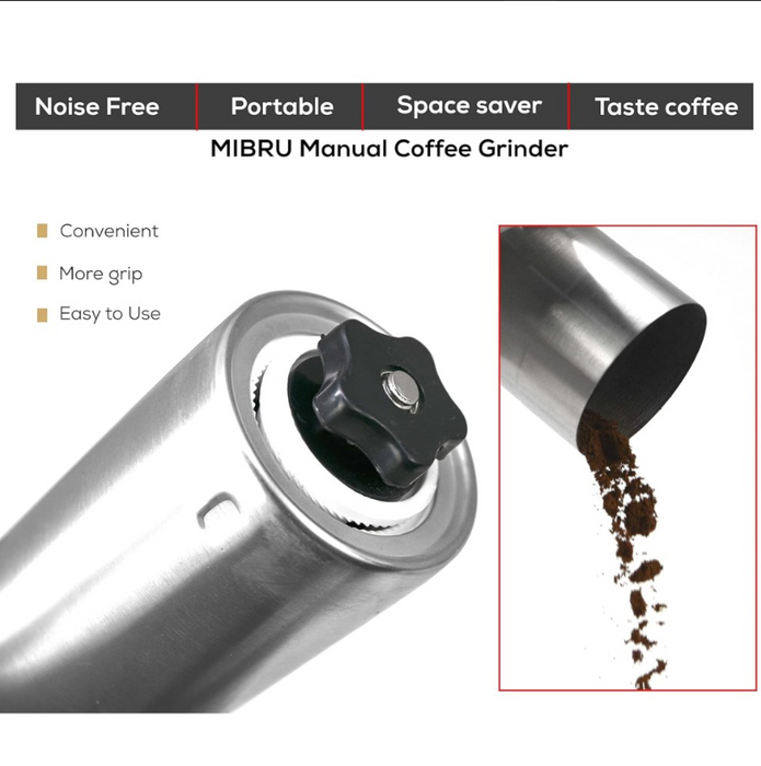 MiBru Manual Coffee Grinder – Stainless Steel Burr (KR010021) | مطحنة القهوة اليدوية MiBru – بشفرات مخروطية من الستانلس ستيل