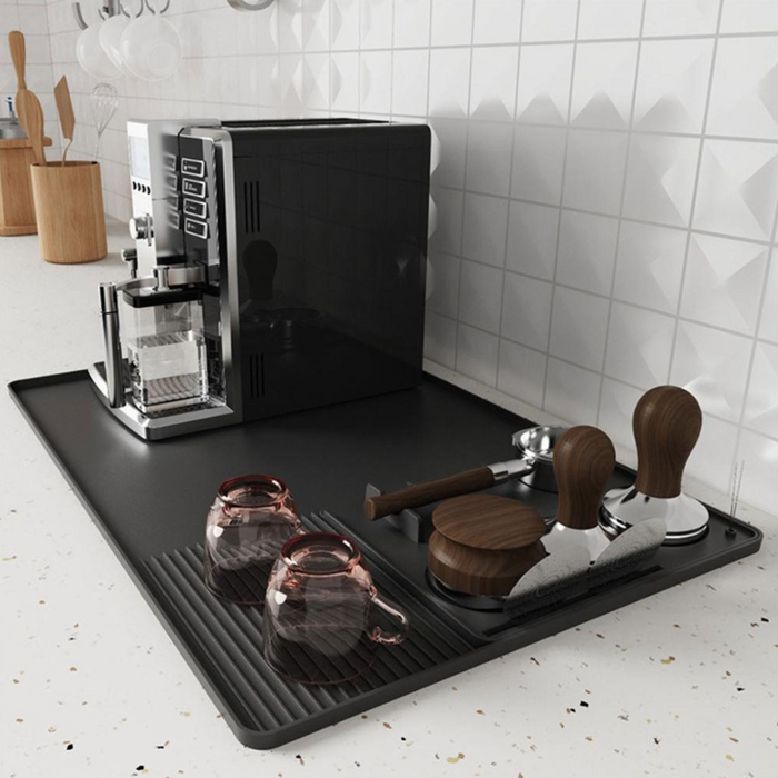 Large silicone Draining Mat for coffee corner Black (KR016377) | وسادة سيليكون كبيرة لتحضير الإسبريسو
