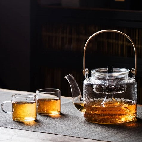 Glass Tea pot with wood handle 1 L | إبريق شاي زجاجي بمقبض خشبي 1 لتر