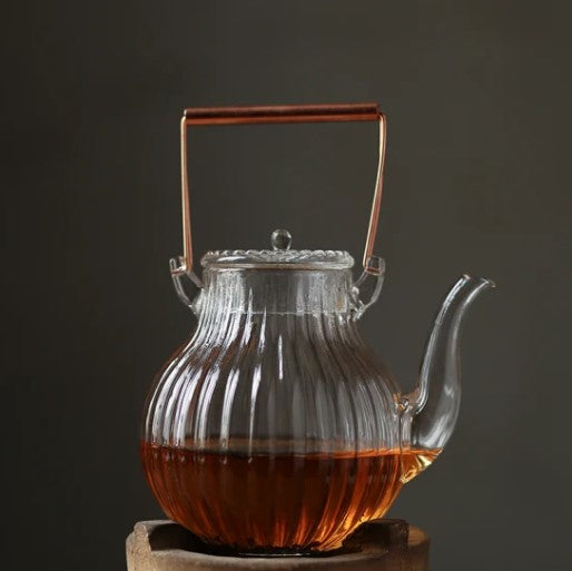 Glass Tea pot with wood handle 500 ml | إبريق شاي زجاجي بمقبض خشبي 500 مل