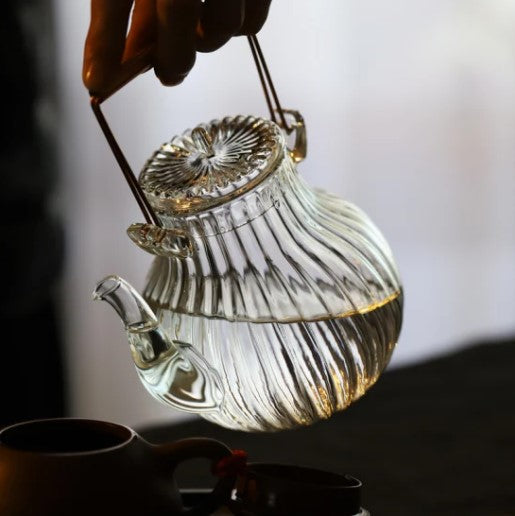 Glass Tea pot with wood handle 500 ml | إبريق شاي زجاجي بمقبض خشبي 500 مل