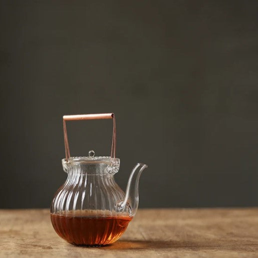 Glass Tea pot with wood handle 500 ml | إبريق شاي زجاجي بمقبض خشبي 500 مل