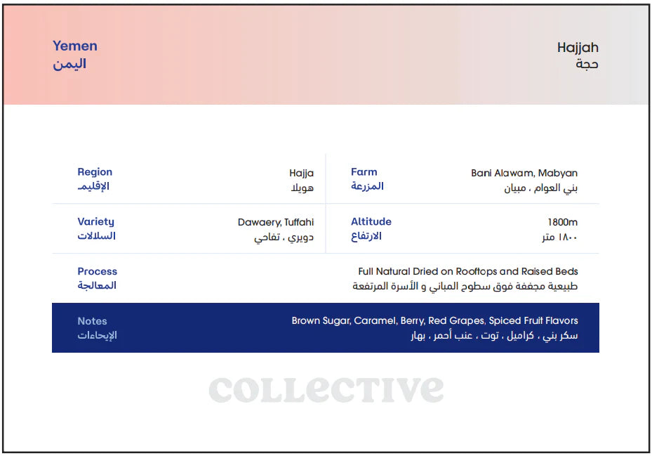 Collective Roastery - Yemen Hajjah 250 g Filter & Espresso  Preparations