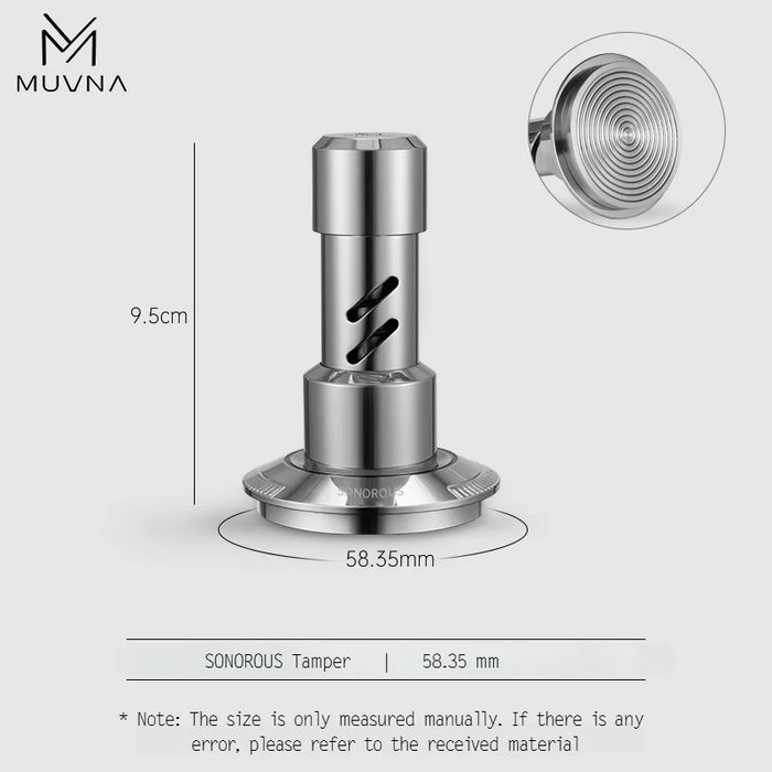 MUVNA V2 Spring-Loaded Espresso Tamper 30 lbs – 58.35mm | مكبس قهوة MUVNA V2 بضغط نابضي 30 رطلاً – مقاس 58.35 مم