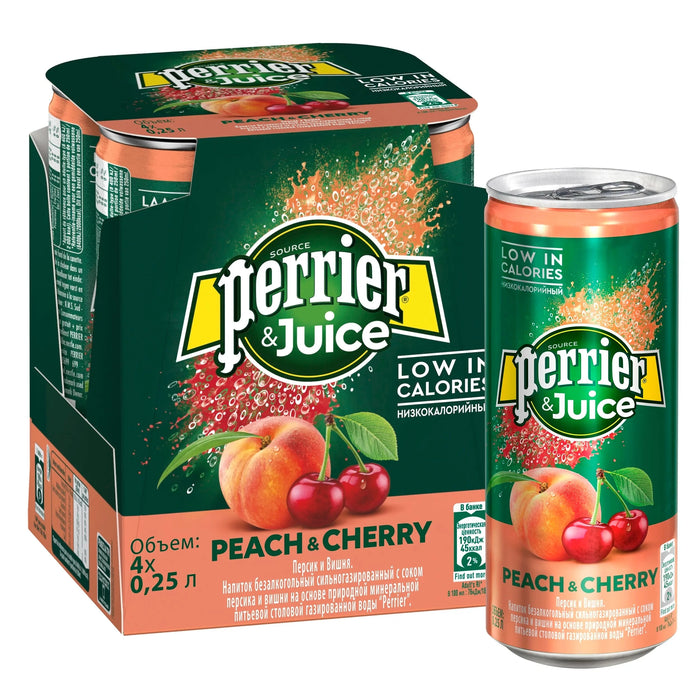 PERRIER - Peach & Cherry Juice 4 X 250 ml