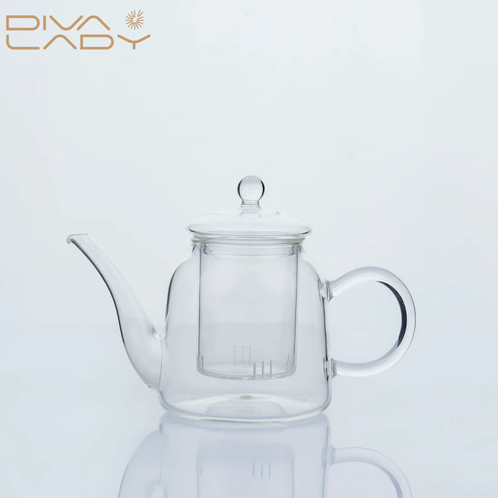 Glass Tea Pot with Glass Handle 600 ml | غوري زجاجي بمقبض زجاجي 600 مل