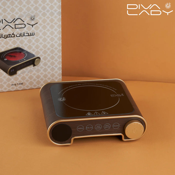 Diva Lady - Electric heater 1300 W Wooden Brown | ديفا ليدي - سخان كهربائي 1300 وات بني خشبي