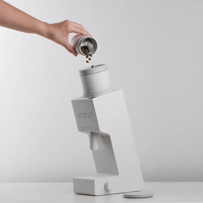 Varia VS6 Grinder (White) – 300W Brushless Motor, 5-Micron Stepless Adjustment, 500–1600 RPM Control