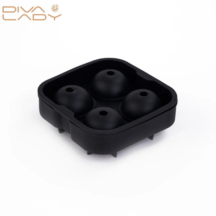 Diva Lady - Rounded Ice Cube Black 4 Cubes | ديفا ليدي - قوالب الثلج كروية الشكل اسود 4 قوالب