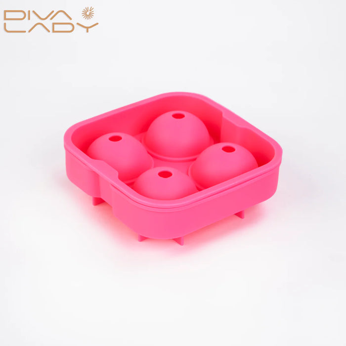 Diva Lady - Rounded Ice Cube Pink 4 Cubes | ديفا ليدي - قوالب الثلج كروية الشكل وردي 4 قوالب