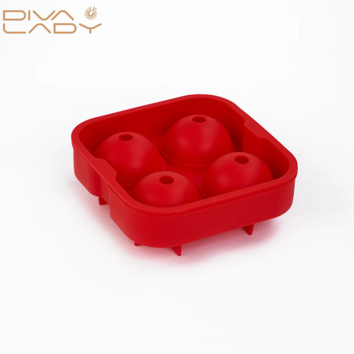 Diva Lady - Rounded Ice Cube Red 4 Cubes | ديفا ليدي - قوالب الثلج كروية الشكل احمر 4 قوالب