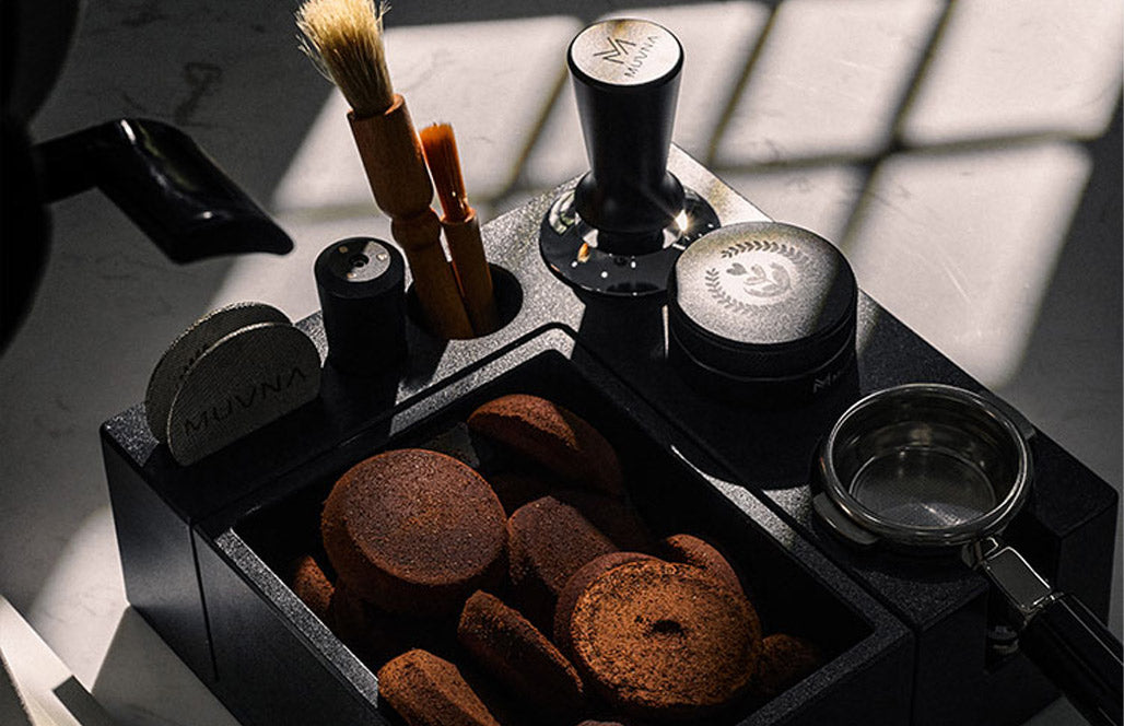 MUVNA Large Multifunctional Coffee Tamping Station – Black |قاعدة كبس القهوة موفنا متعددة الاستخدامات – أسود
