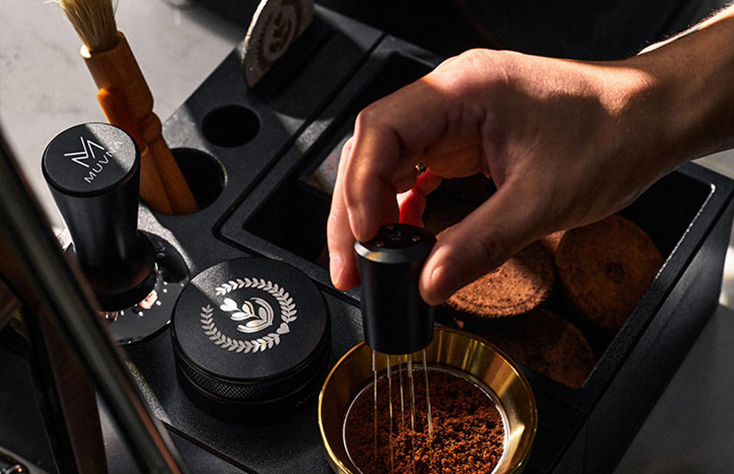 MUVNA Large Multifunctional Coffee Tamping Station – Black |قاعدة كبس القهوة موفنا متعددة الاستخدامات – أسود