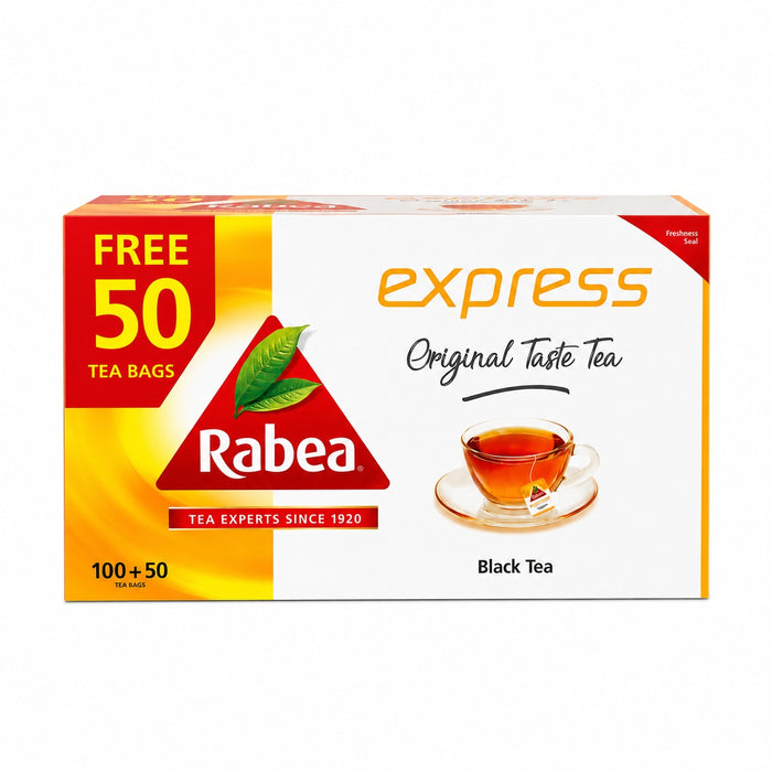 Rabea Tea - express Original Taste Curled Black Tea Bags 100's +50's | شاي ربيع اكسبرس 100+50 ميدالية مجانا