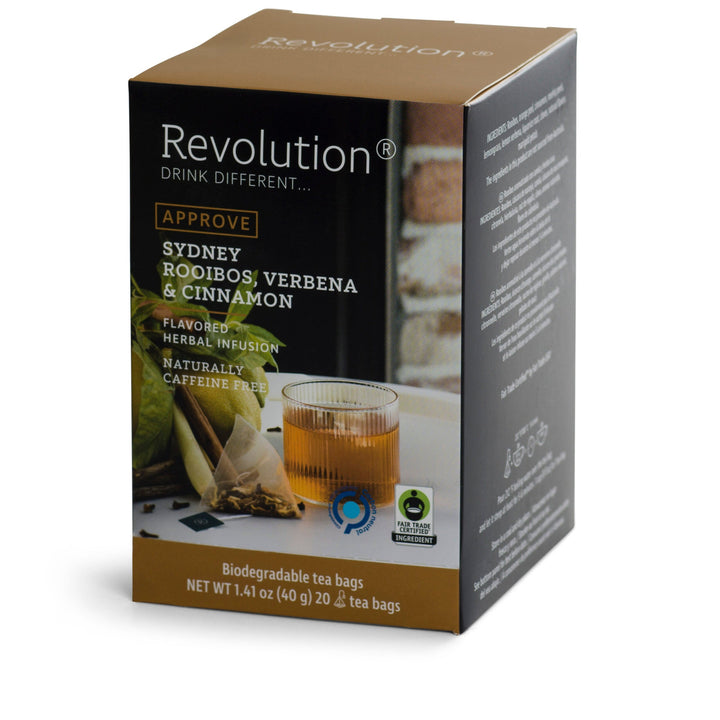 Revolution - APPROVE  Sydney Rooibos, Verbena & Cinnamon  Herbal Infusion 20 Bags | شاي اعشاب – مرمية سدني مع اللويزة و القرفة معتمد