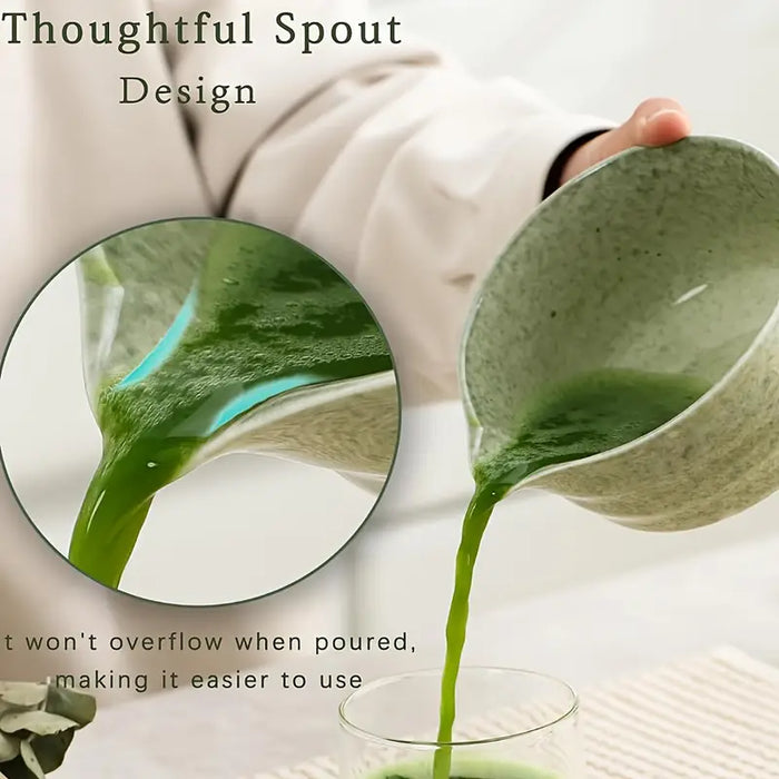 Ceramic Matcha Tea Set – 5‑Piece Green Glaze