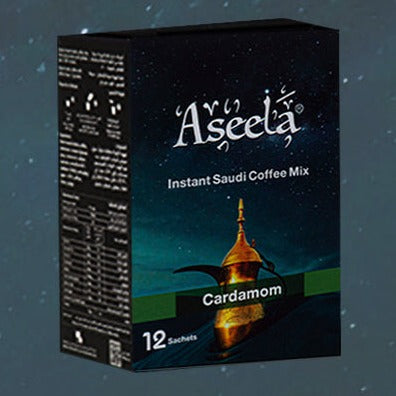 Aseela - Instant Saudi Coffee Mix with Cardamom - 12 sachets | أصيلة - خليط قهوة سعودية سريعة التحضير مع الهيل - 12 أظرف