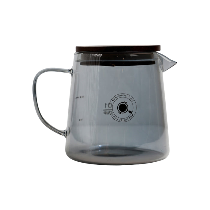 MOD Tall  Glass Coffee Server with Wooden Lid – 400ml - black | اسود سيرفر مود الزجاجي الطويل بغطاء خشبي  – 400 مل