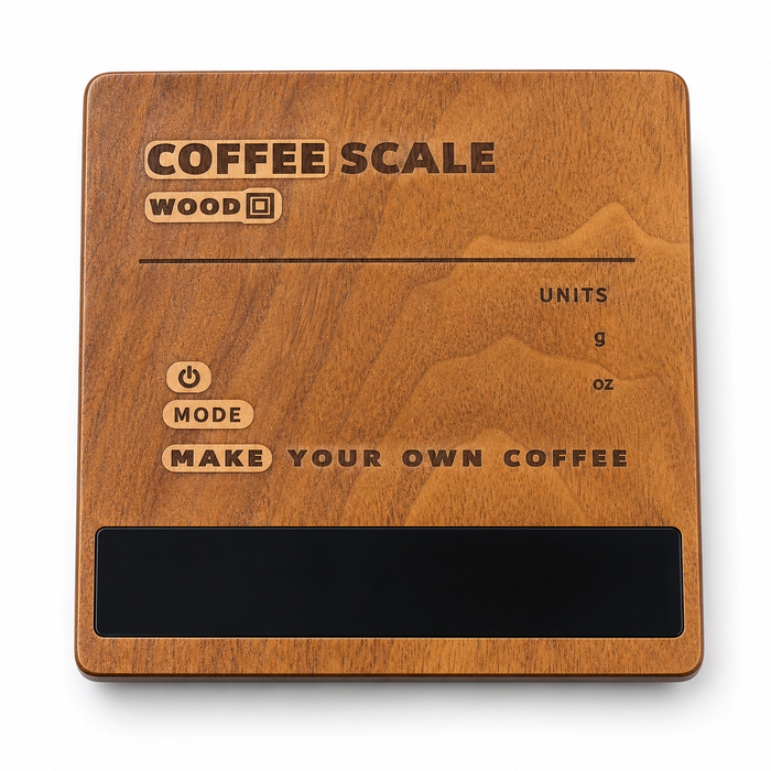 MUVNA Smart Coffee Electronic Scale – Natural Walnut Wood (ES2403) | ميزان قهوة MUVNA Smart الرقمي بخشب الجوز الطبيعي – بني خشبي