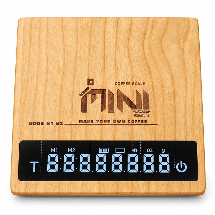 MUVNA Mini Smart Coffee Scale – Solid Cherry Wood (ES2496)| ميزان قهوة MUVNA Mini Smart الرقمي بخشب الكرز الطبيعي – بني خشبي