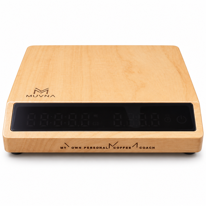 MUVNA Solid Walnut Wood Inclined Smart Coffee Scale – Walnut | ميزان قهوة MUVNA الذكي المائل بخشب الجوز الطبيعي – بني خشبي