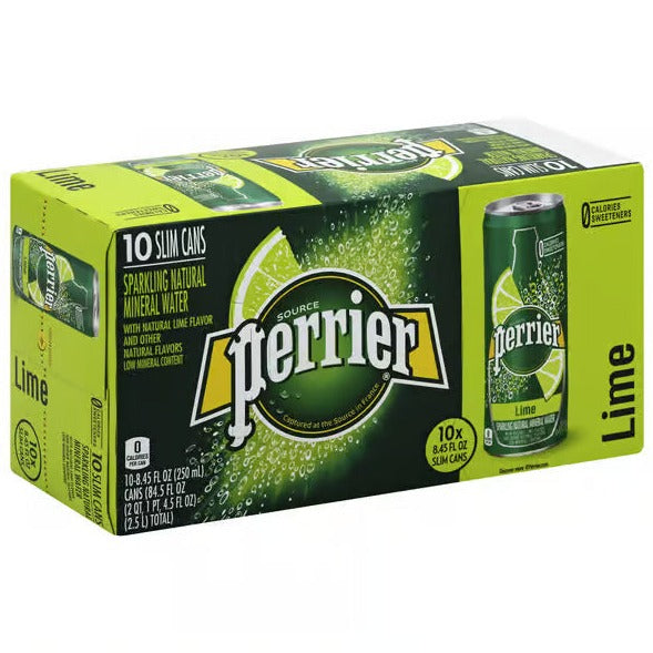 Perrier - Slim Can mineral water Lime 10 × 250 ml | بيريه - مياه معدنية 10 باللايم  × 250 مل
