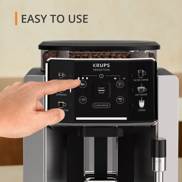 KRUPS Sensation EA910E40 Bean-to-Cup Coffee Machine  5 One-Touch Drinks   15-Bar Pump