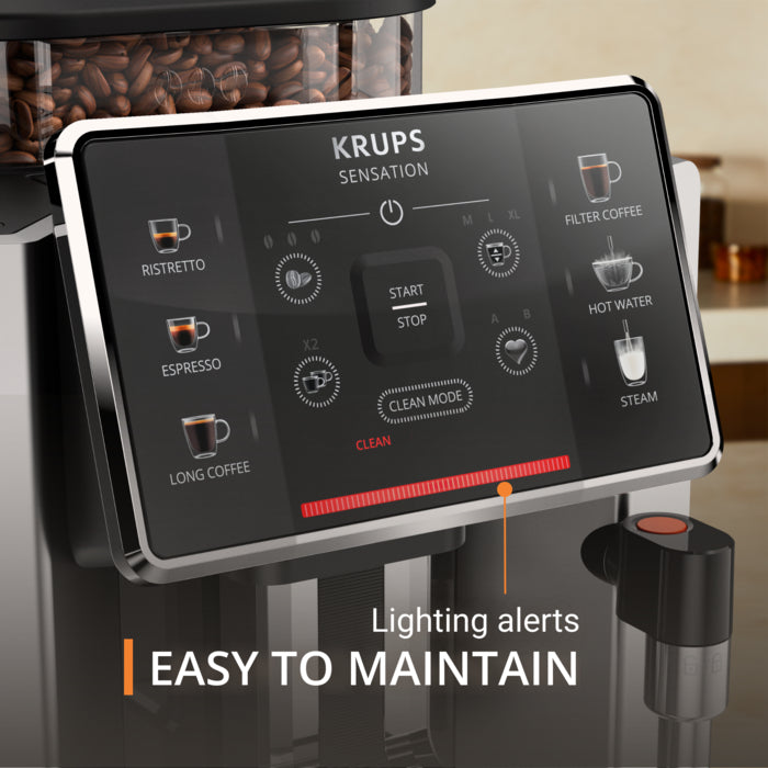 KRUPS Sensation EA910E40 Bean-to-Cup Coffee Machine  5 One-Touch Drinks   15-Bar Pump
