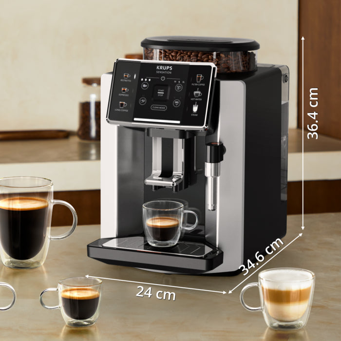 KRUPS Sensation EA910E40 Bean-to-Cup Coffee Machine  5 One-Touch Drinks   15-Bar Pump