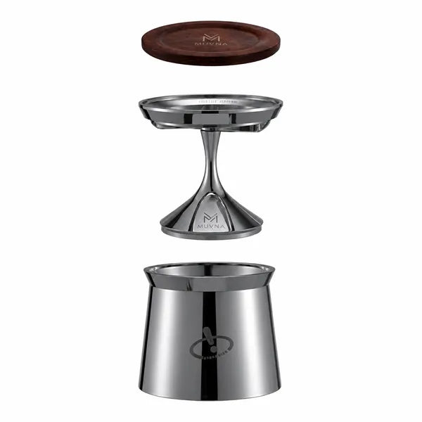 MUVNA 58mm Stainless Steel Espresso Dosing Cup – Silver Rotating Coffee Dosing Funnel