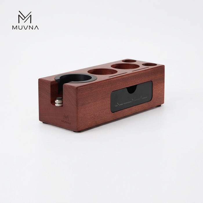 MUVNA Wooden Espresso Tamping Station with Storage Drawer – CH2468 | قاعدة كبس القهوة موفنا الخشبية مع درج تخزين – CH2468