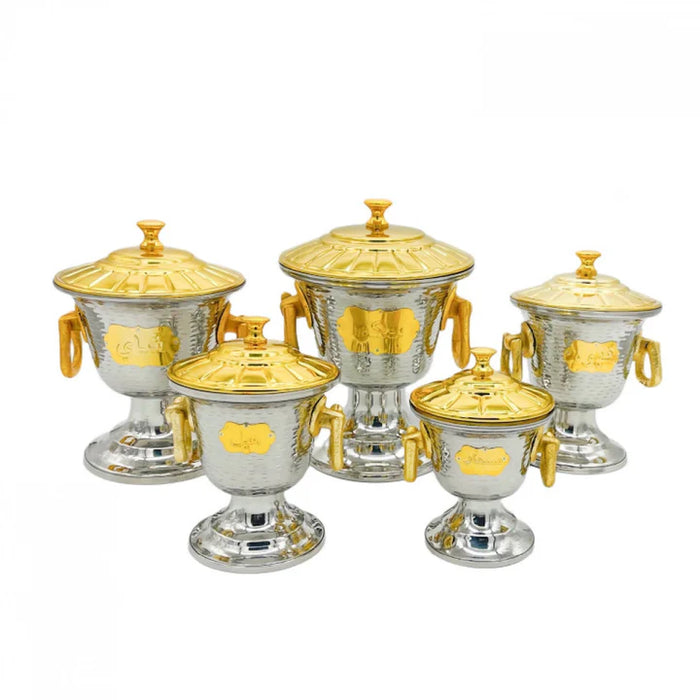 طقم علب سكريات 5 حبات - ذهبي