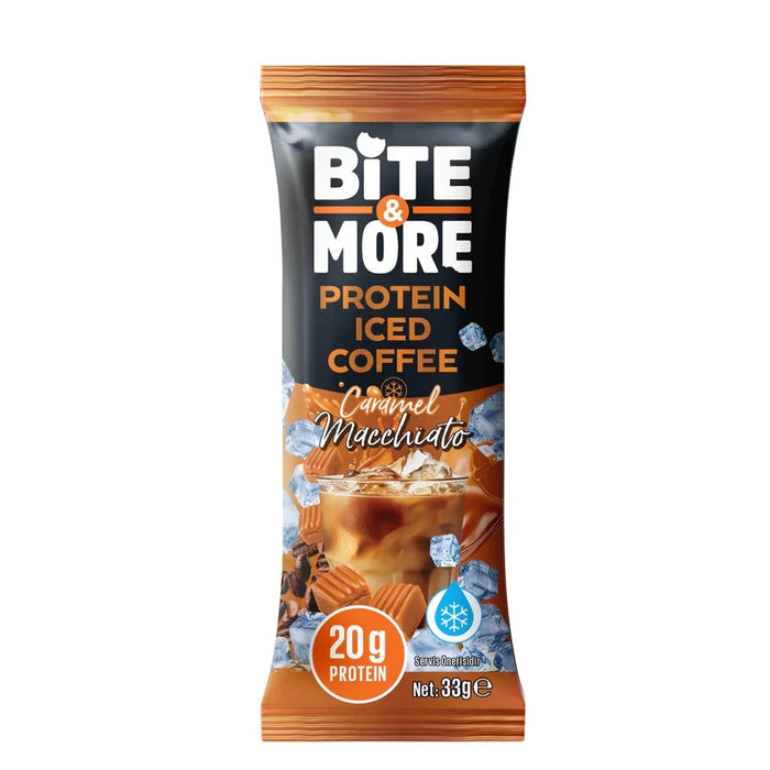Bite & More- Protein Iced Coffee Caramel Macchiato 33G | بايت اند مور - بروتين بودرة  قهوة مُثلجة كراميل ماكياتو