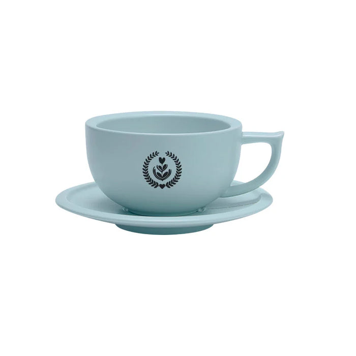 MUVNA 280ml Sky Blue Ceramic Latte Cup with Handle – Porcelain Coffee Cup for Latte Art