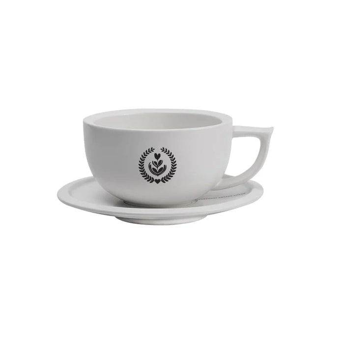 MUVNA 280ml White Ceramic Latte Cup with Handle – Porcelain Coffee Cup for Latte Art