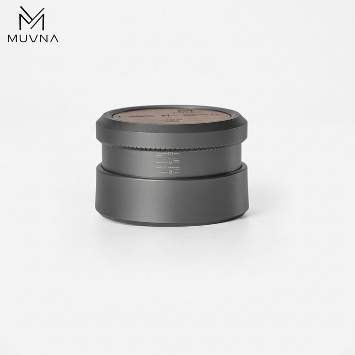 MUVNA Solid Walnut Wood Gravity Coffee Distributor – Grey – 58.35mm |موزع قهوة MUVNA Gravity بخشب الجوز الطبيعي – رمادي – 58.35 مم