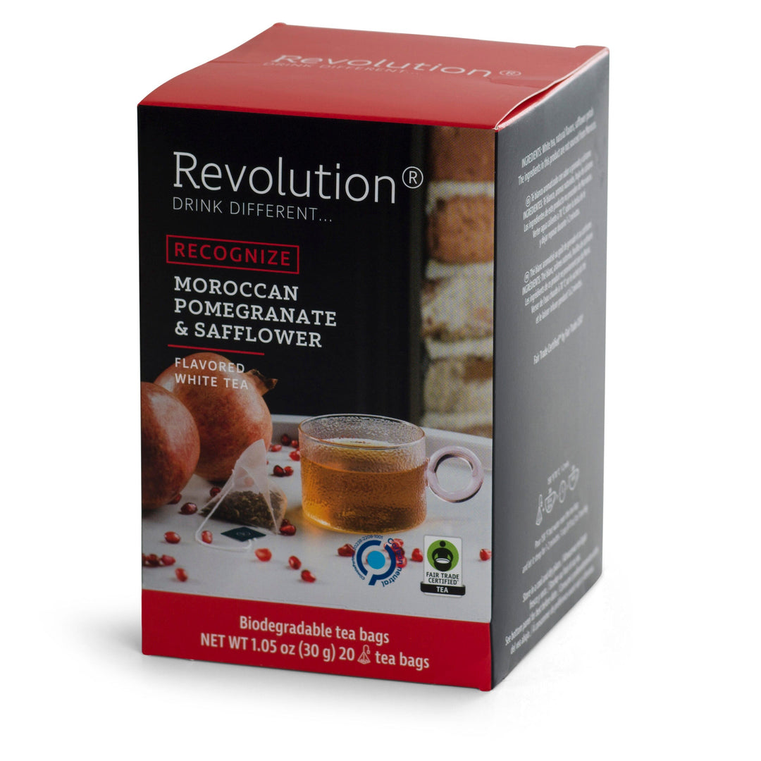 Revolution - RECOGNIZE  Moroccan Pomegranate & Safflower White Tea 20 Bags | شاي ابيض مع نكهة الرمان المغربي و القرطم – الادراك