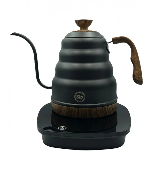 SIP Electric Gooseneck Kettle 1L – Black with Wooden Handle | غلاية SIP كهربائية 1 لتر – أسود بمقبض خشبي