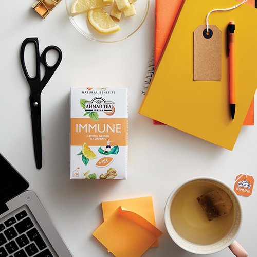 Ahmad Tea - Immune Lemon Ginger & Turmeric 20 Bag | شاي احمد - ليمون زنجبيل و كركم