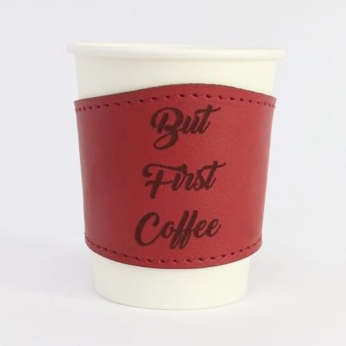 ماسك اكواب - But First Coffee - لون أحمر |  Tarteeb Cup Sleeve - But First Coffee - Red
